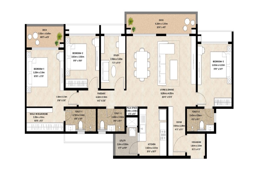 3.5 BHK Floor Plan