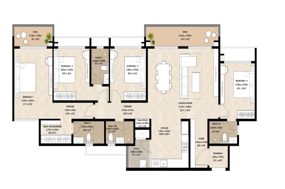 4 BHK Floor Plan