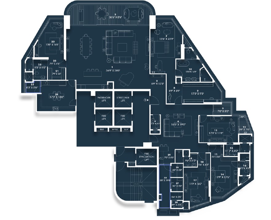 5BHK unit plan